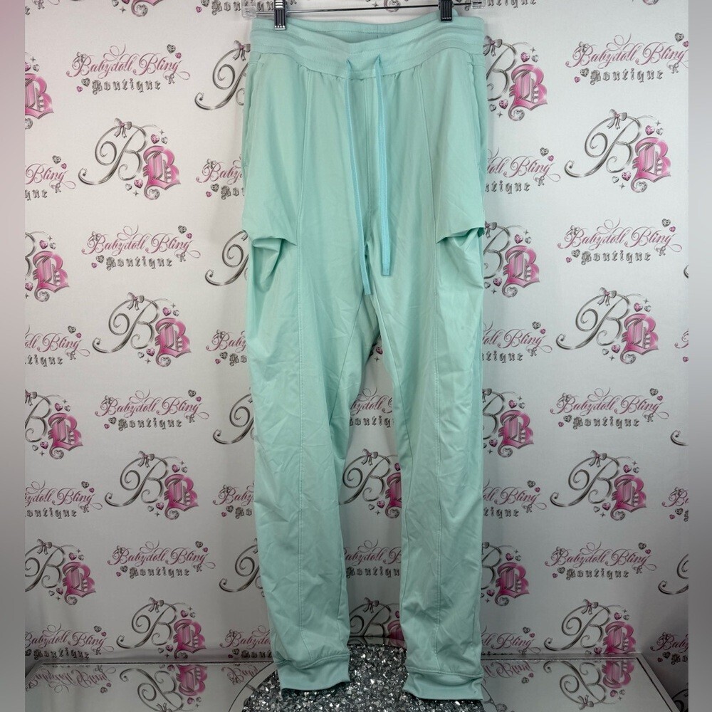 Fila pants joggers cuff hem bottom Light blue mint Green Women's Joggers comfy - Picture 1 of 13